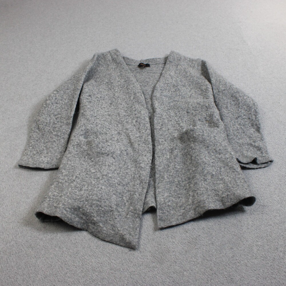 Quince Sweater Women Medium Gray Cardigan Open Front Merino Yak Blend Stretchy